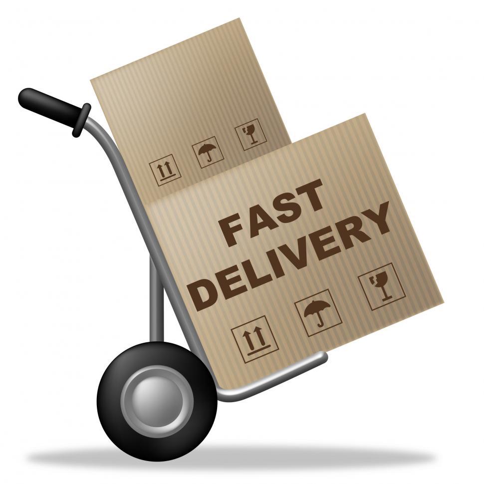 fast delivery means shipping box and action